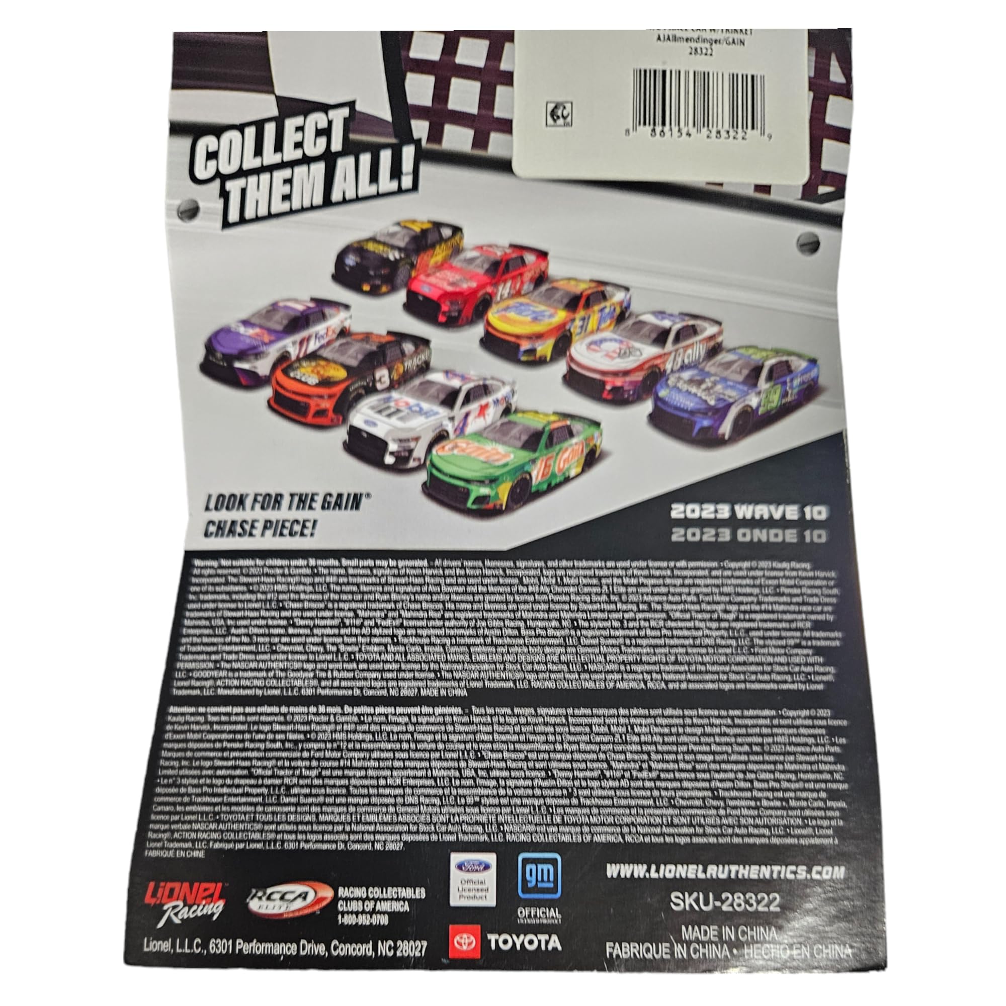 2023 NASCAR Authentics AJ Allmendinger Wave 10 Diecast Car, 1:64